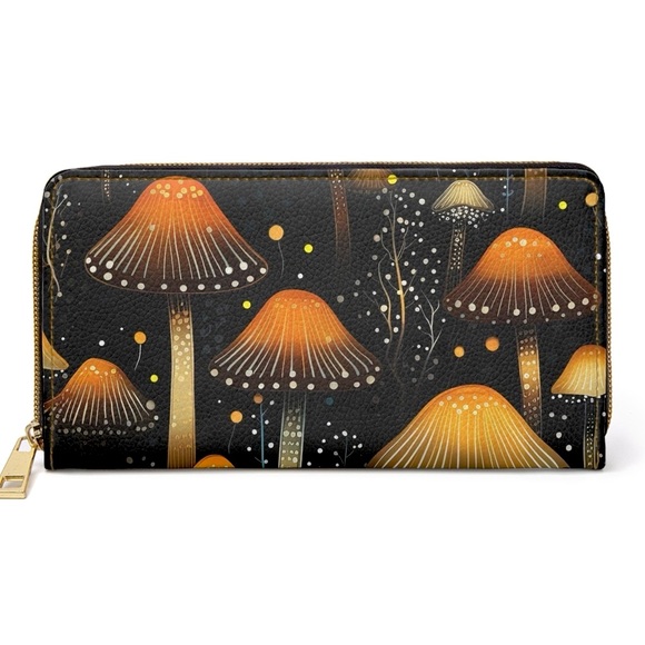 Witchy Fungi Zipper Wallet | Dark Forest Design | Witch-Themed, Mushrooms - Picture 1 of 6